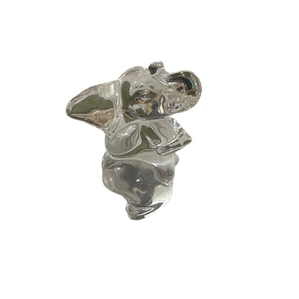 Villeroy Boch Crystal Glass Begging Trunk Up Elephant Figurine Paperweight 3.5"